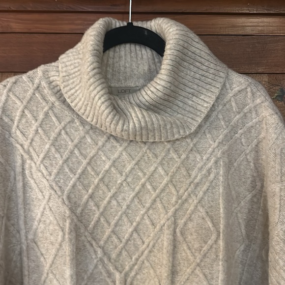 Loft Lattice Turtleneck Cable Poncho - Picture 2 of 4